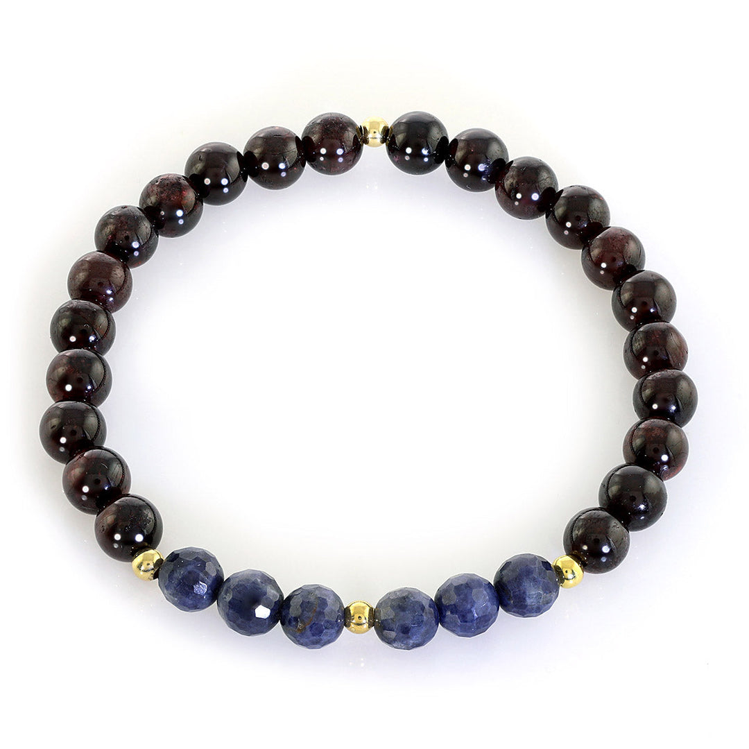 Garnet and Blue Sapphire Stretch Bracelet