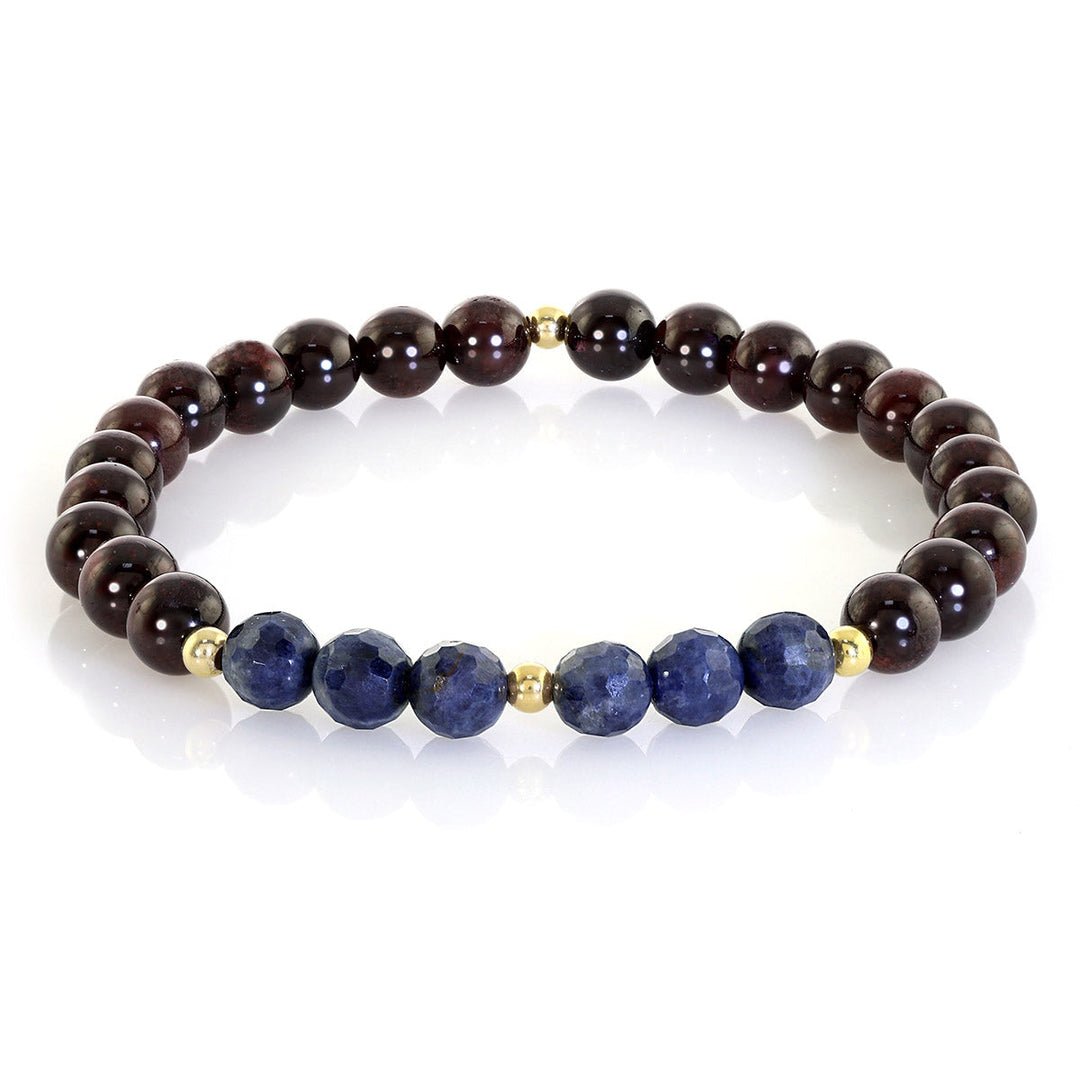 Garnet and Blue Sapphire Stretch Bracelet