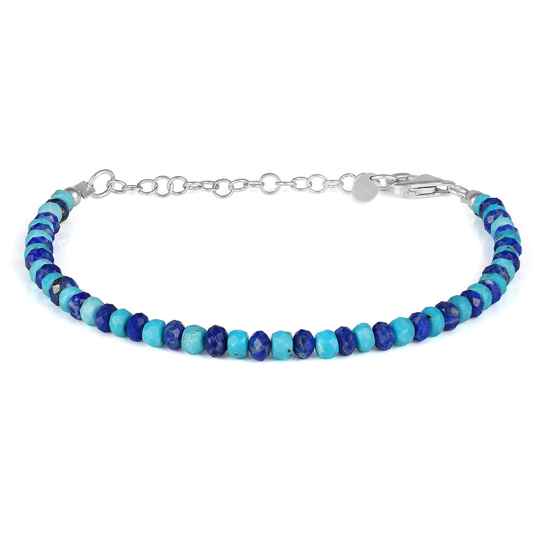 Blue Sapphire and Turquoise Silver Bracelet