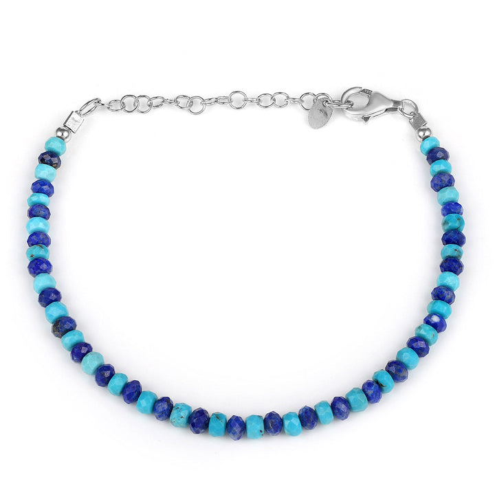 Blue Sapphire and Turquoise Silver Bracelet