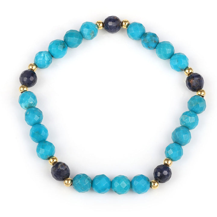 Turquoise and Blue Sapphire Stretch Bracelet