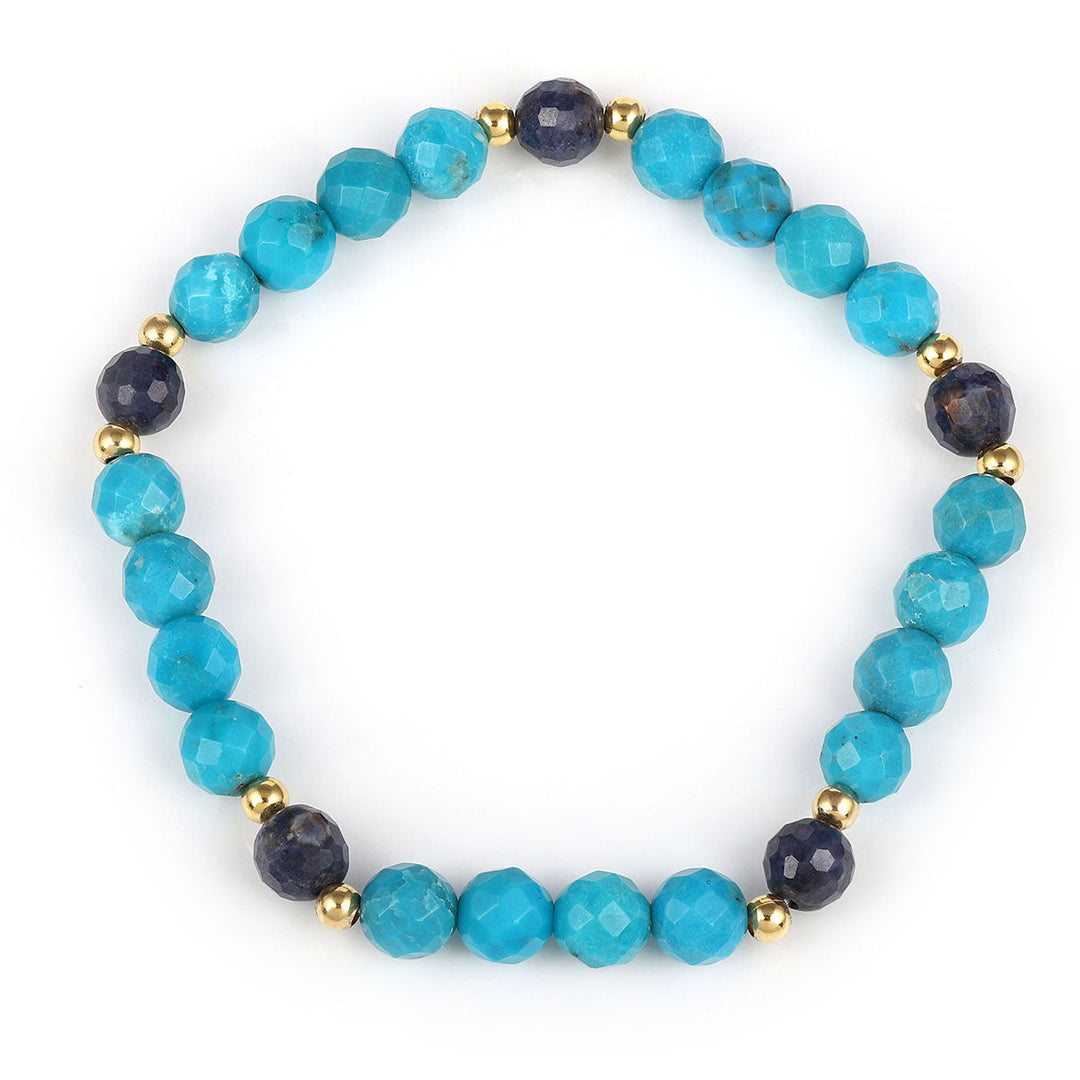 Turquoise and Blue Sapphire Stretch Bracelet