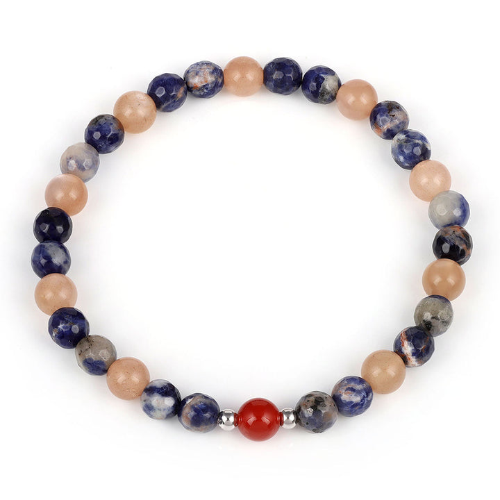 Sodalite, Moonstone and Carnelian Bracelet