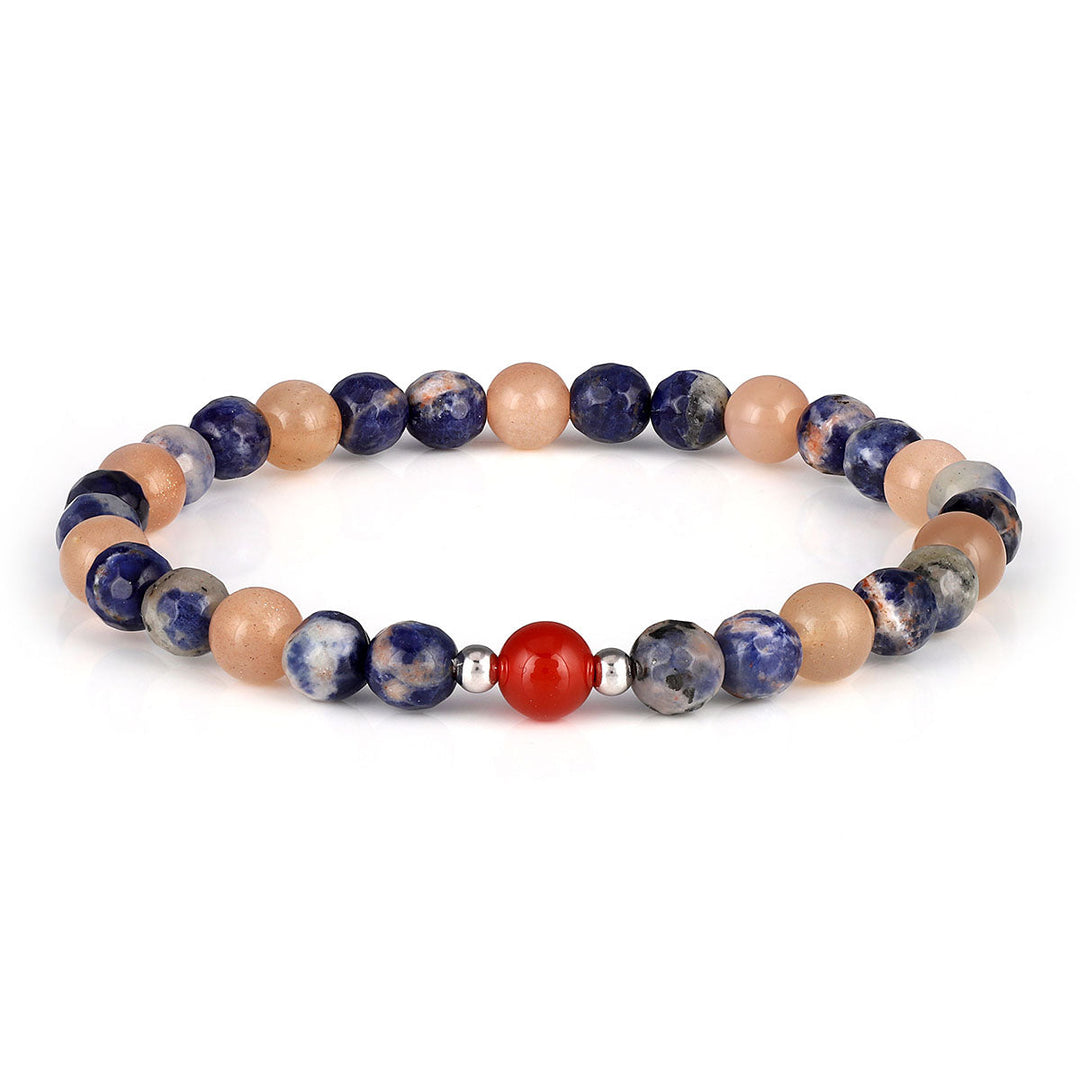 Sodalite, Moonstone and Carnelian Unisex Bracelet