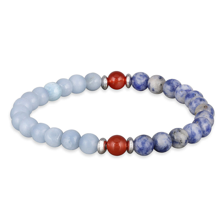 Angelite, Carnelian and Blue Spot Jasper Stretch Bracelet