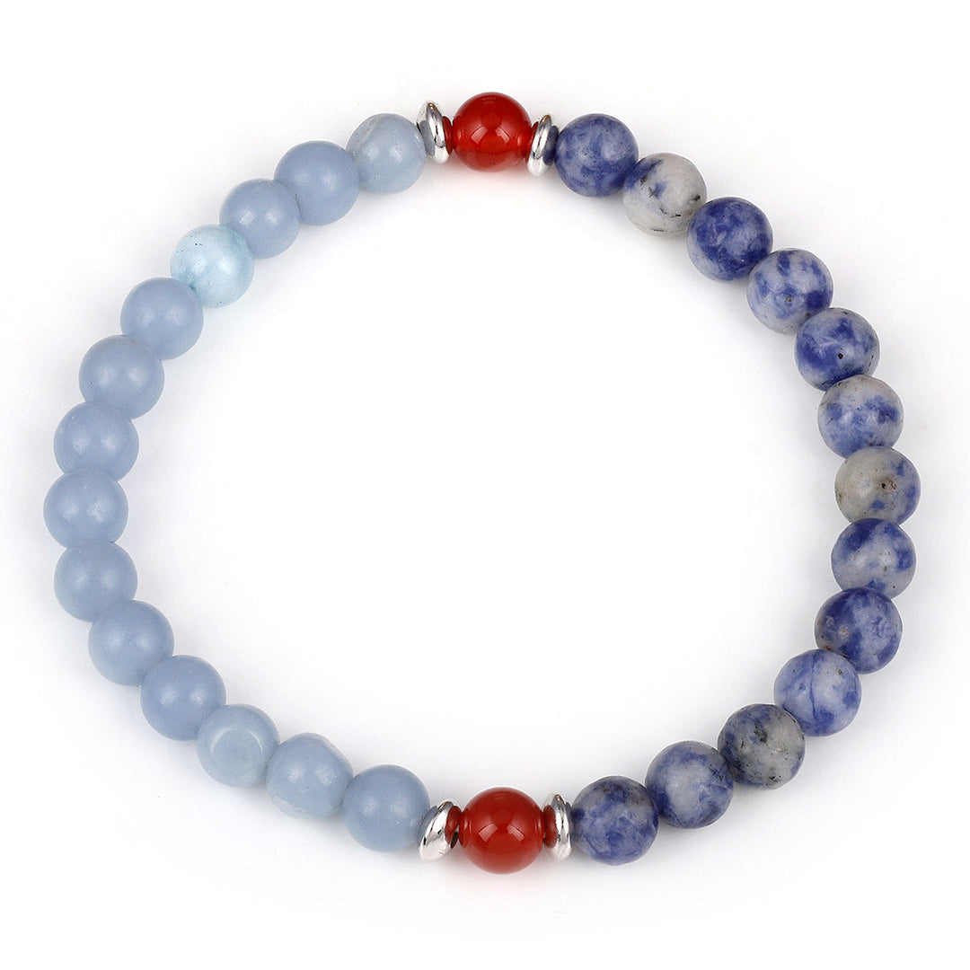 Angelite, Carnelian and Blue Spot Jasper Stretch Bracelet