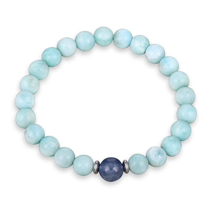 Larimar and Kyanite Stretch Bracelet