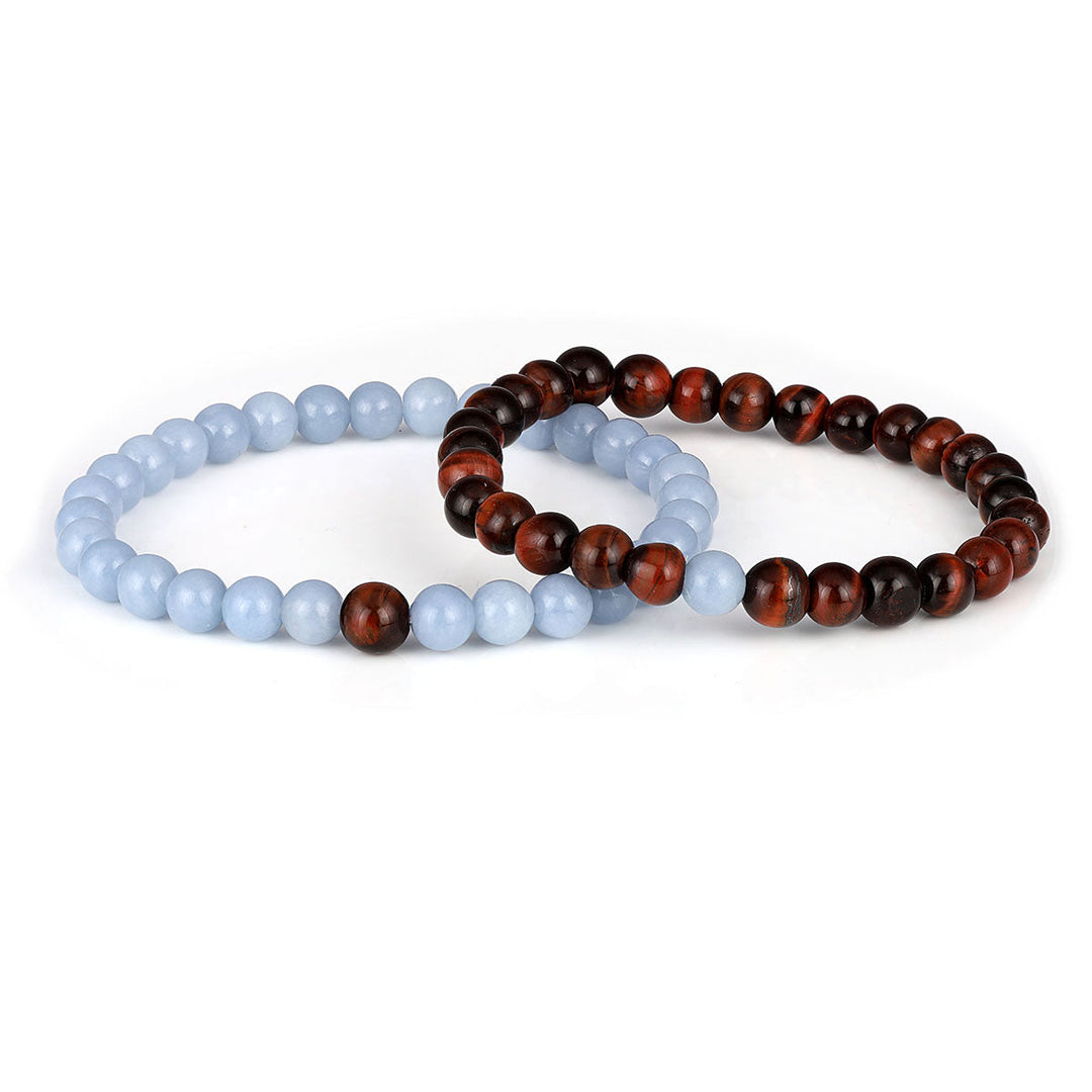 Tiger's Eye and Angelite Couple Bracelet