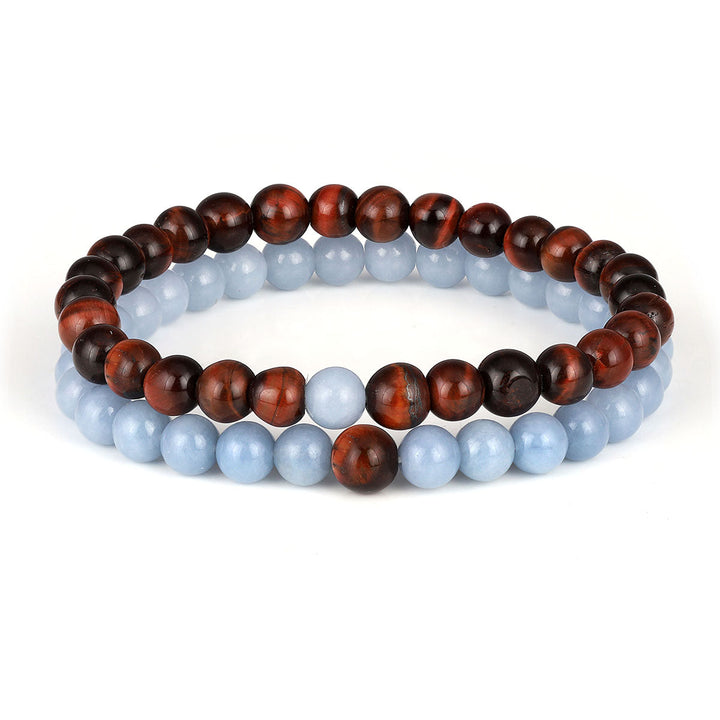 Tiger's Eye and Angelite Couple Bracelet