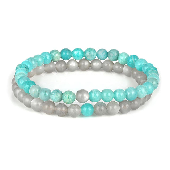 Amazonite and Moonstone Couple Bracelets