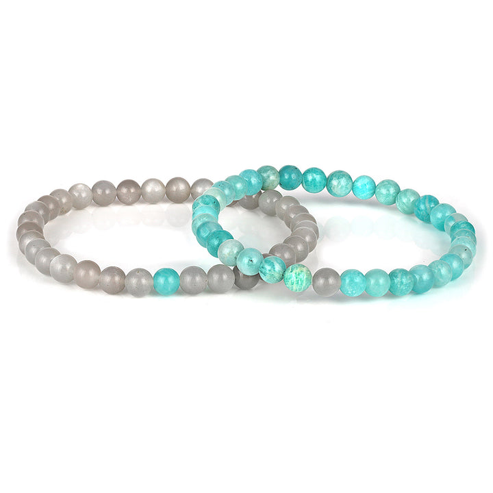 Amazonite and Moonstone Couple Bracelets