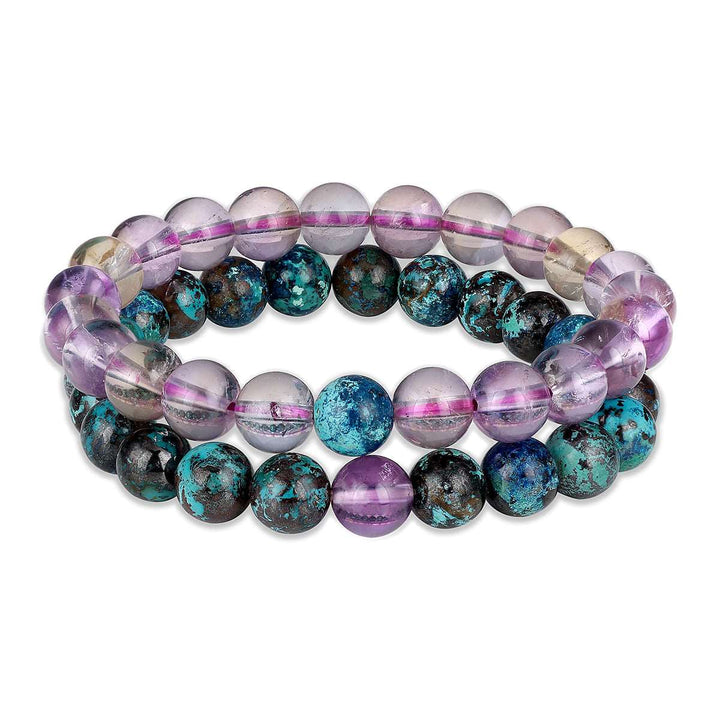 Ametrine and Chrysocolla Couple Bracelet