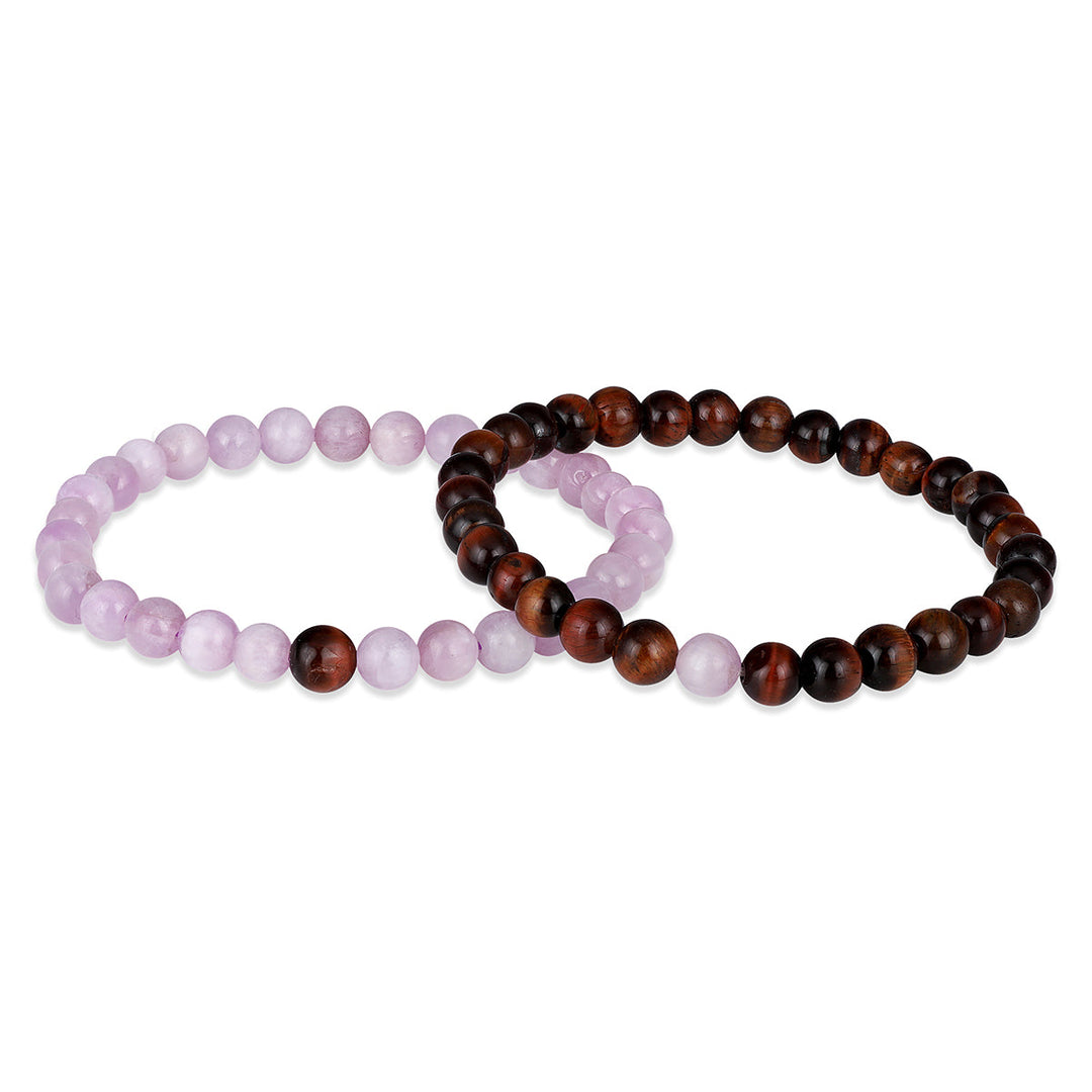 Kunzite and Tiger's Eye Couple Bracelet