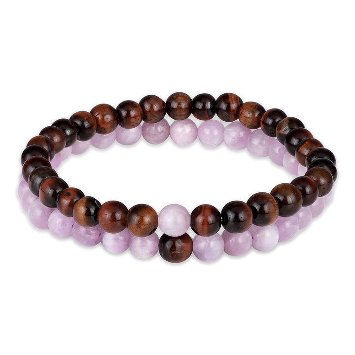 Kunzite and Tiger's Eye Couple Bracelet