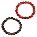 Red Onyx and Smoky Quartz Couple Bracelet