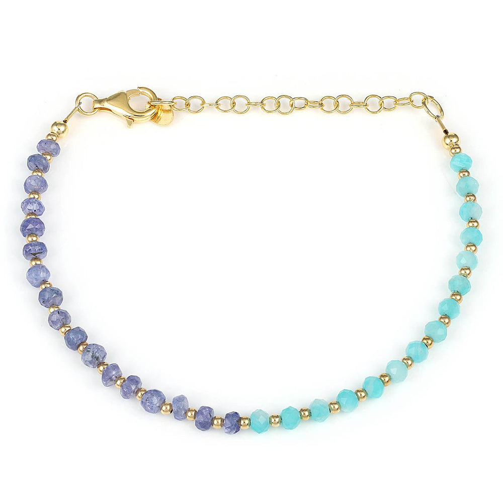 Amazonite and Tanzanite Silver Bracelet