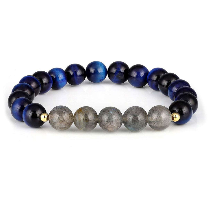 Blue Tiger Eye and Labradorite Stretch Bracelet