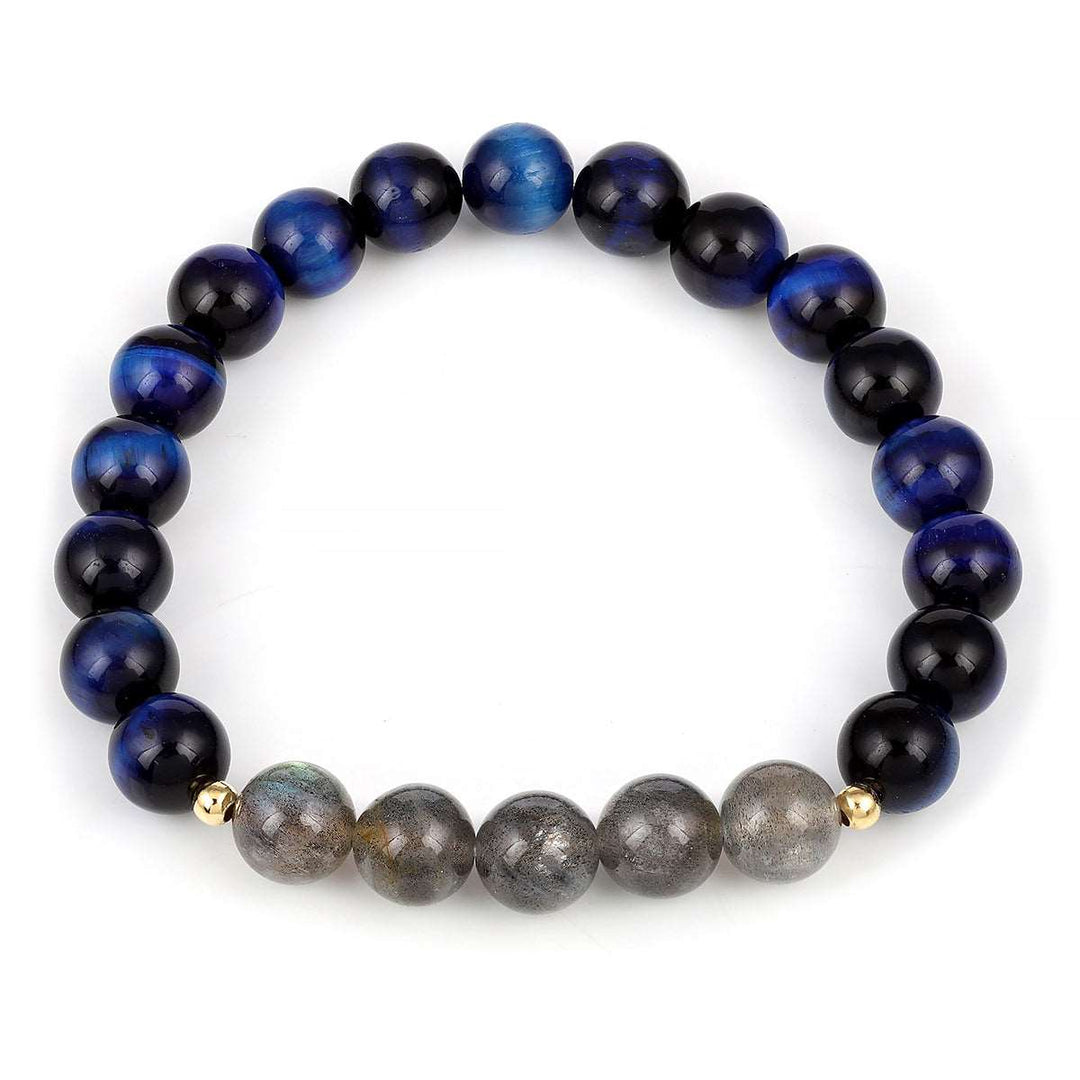 Blue Tiger Eye and Labradorite Stretch Bracelet