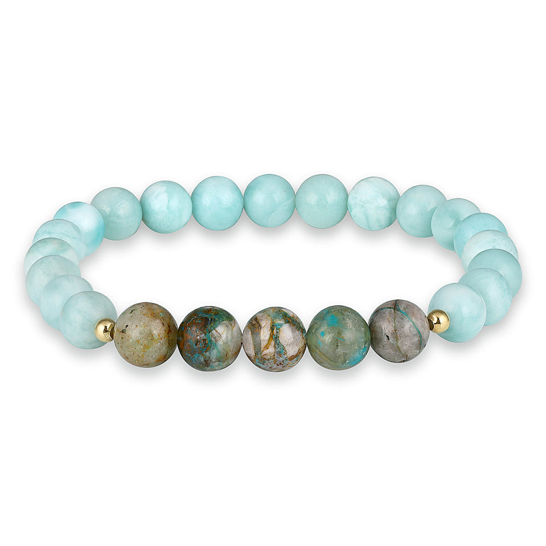 Larimar and Chrysocolla Stretch Bracelet