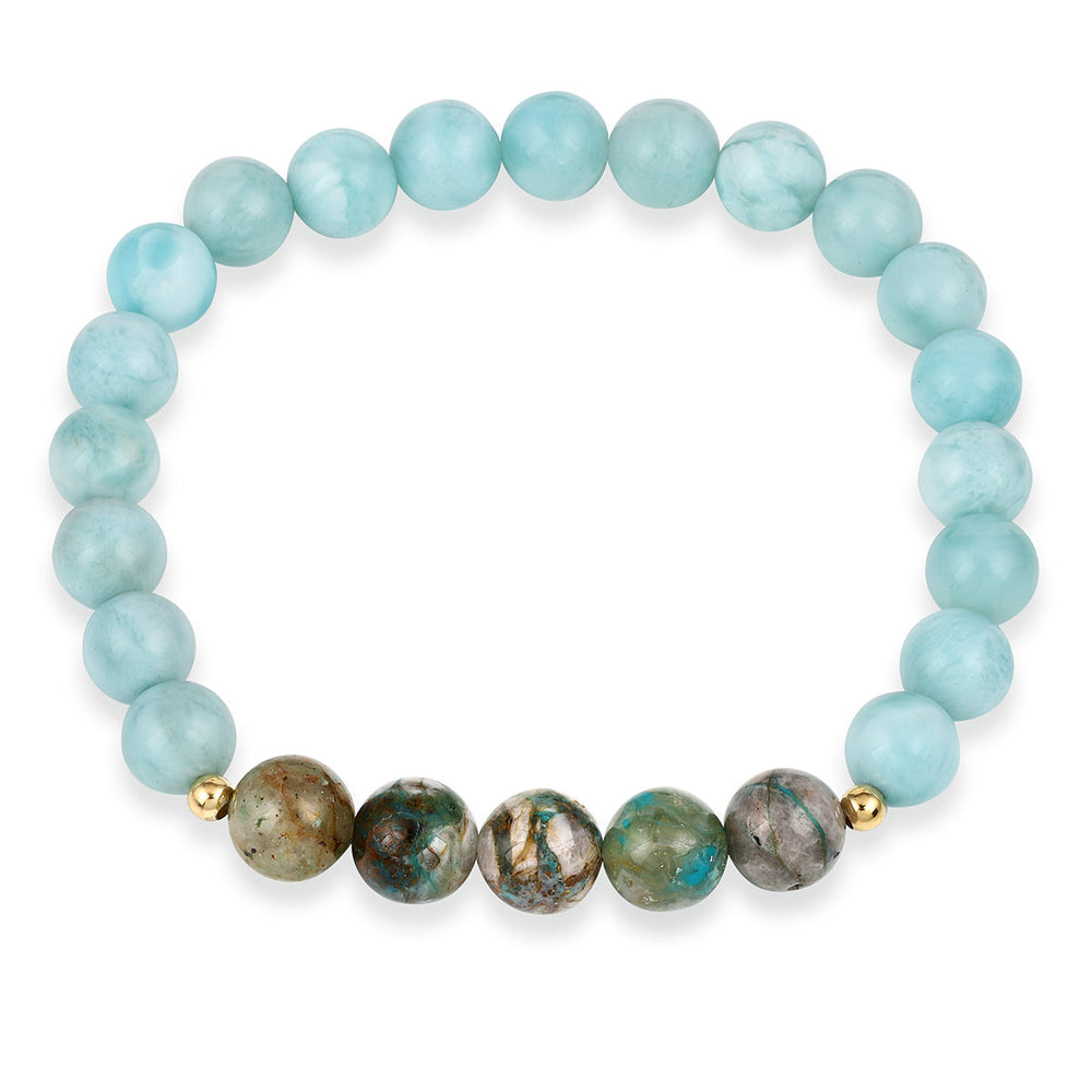 Larimar and Chrysocolla Stretch Bracelet