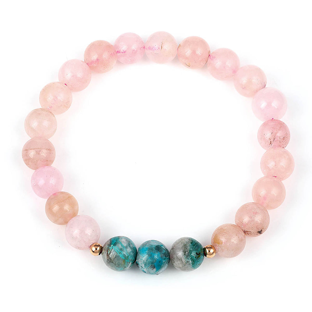 Morganite and Chrysocolla Stretch Bracelet