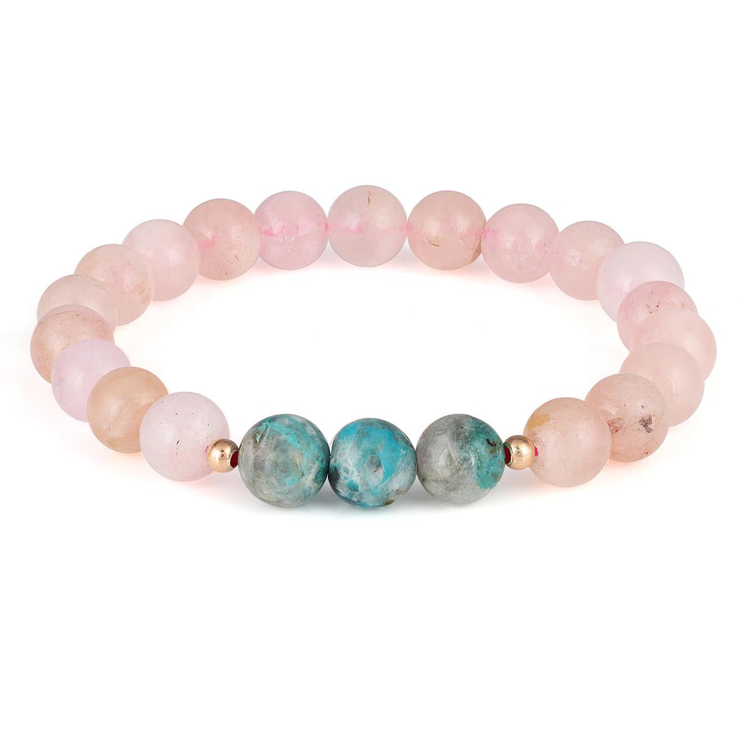 Morganite and Chrysocolla Stretch Bracelet