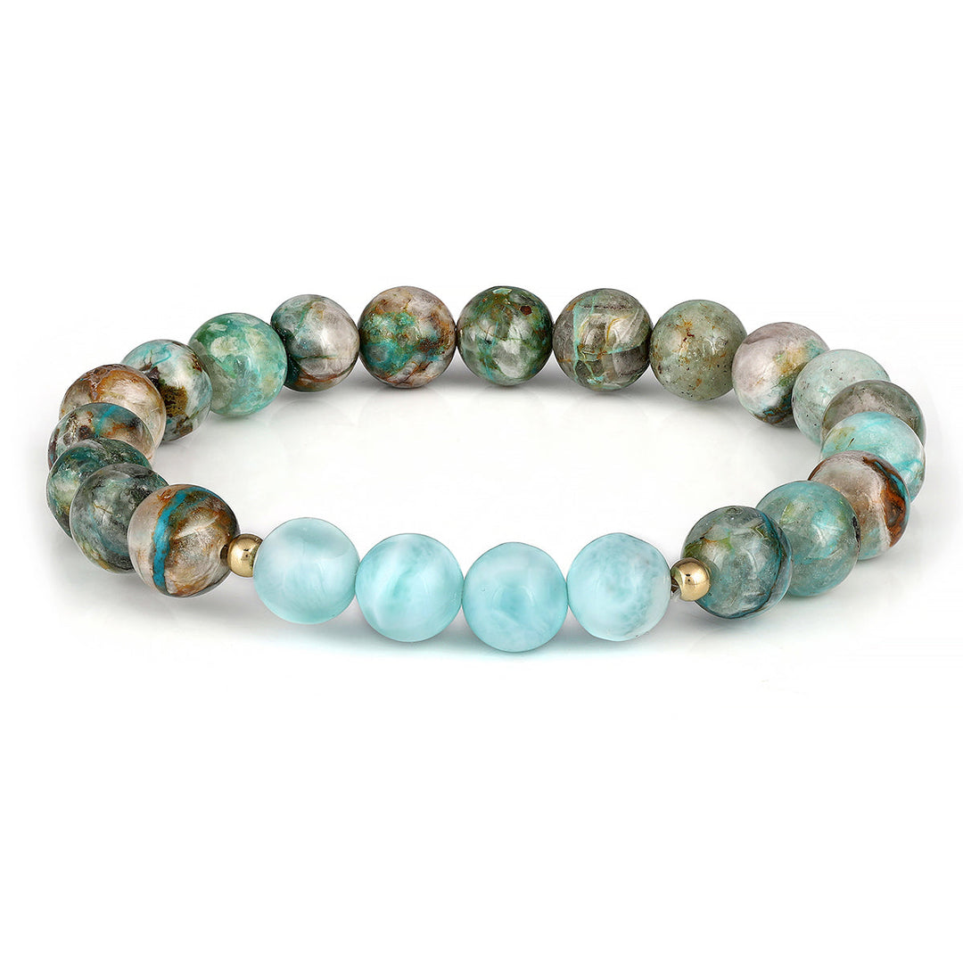 Chrysocolla and Larimar Stretch Bracelet