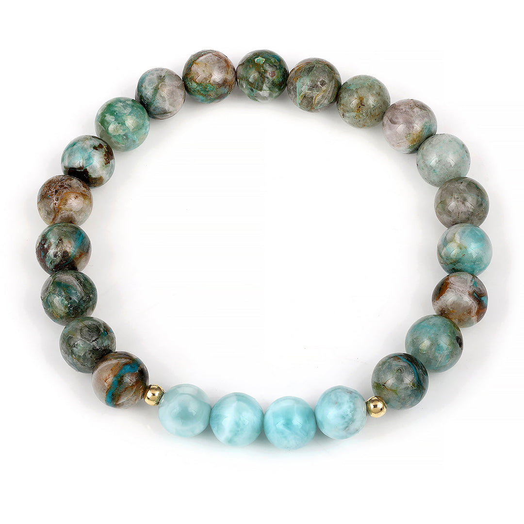 Chrysocolla and Larimar Stretch Bracelet