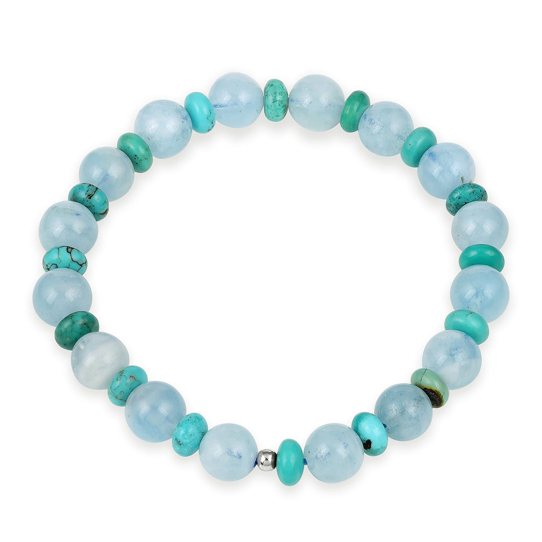 Aquamarine and Turquoise Stretch Bracelet