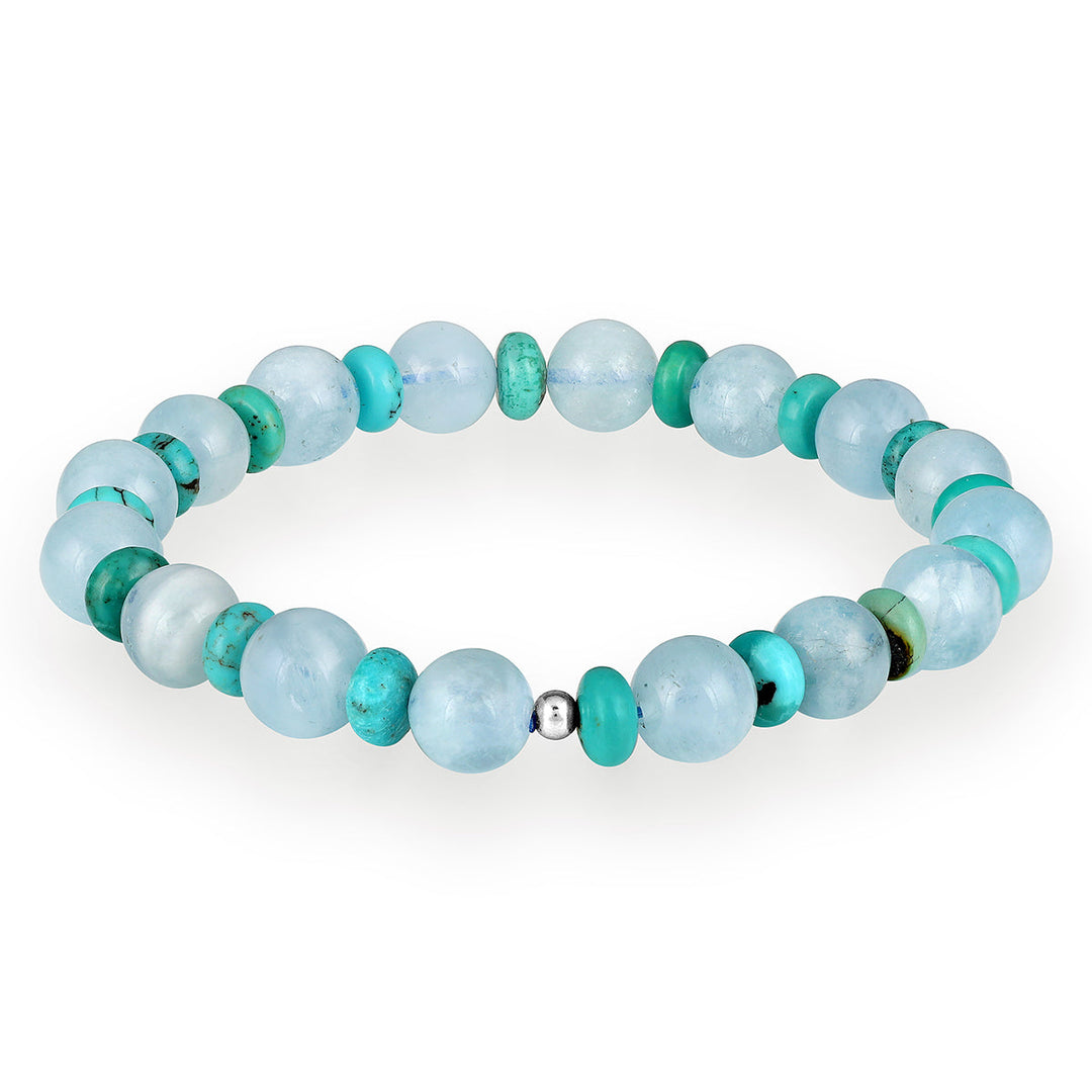 Aquamarine and Turquoise Stretch Bracelet