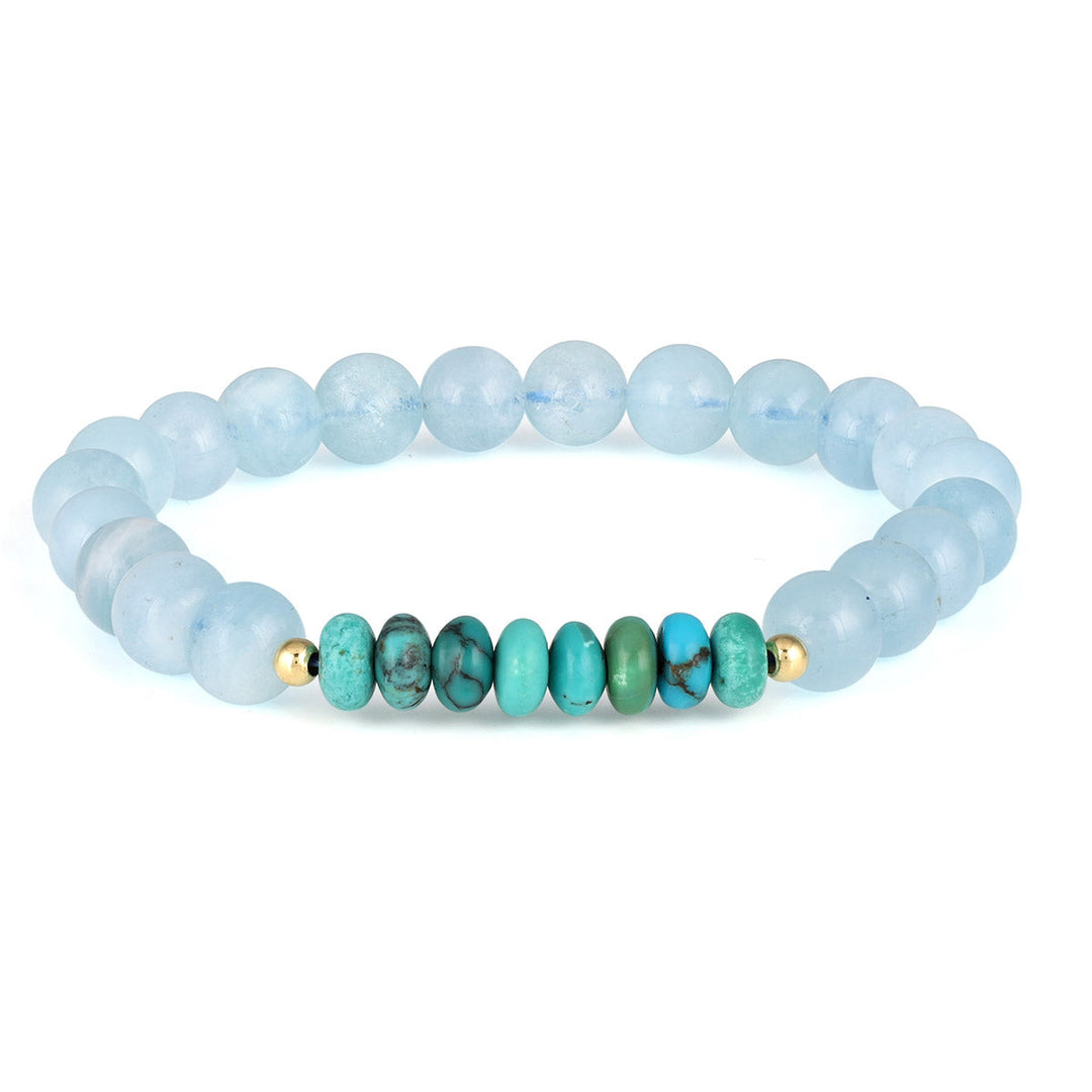 Aquamarine and Turquoise Beads Stretch Bracelet