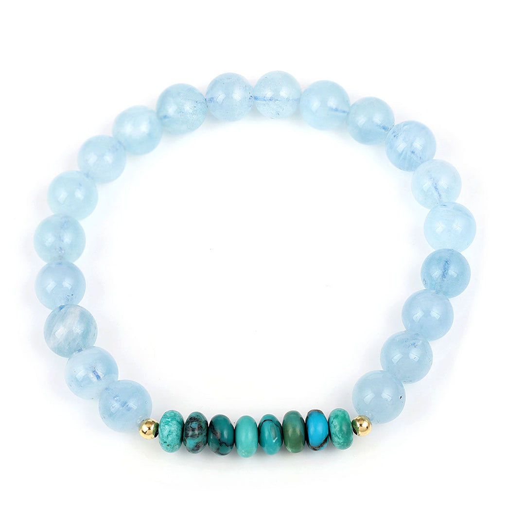 Aquamarine and Turquoise Beads Stretch Bracelet