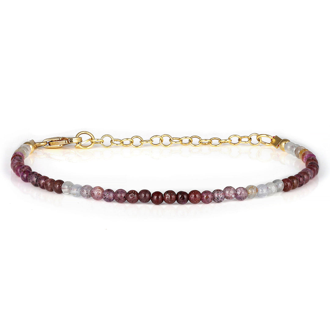 Shaded Ruby Beads Silver Bracelet