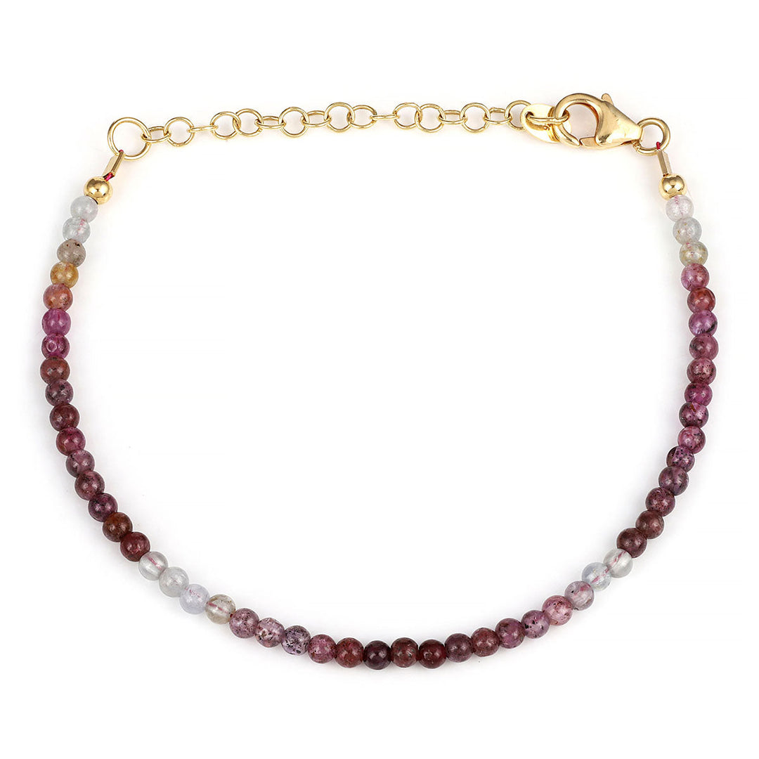 Shaded Ruby Beads Silver Bracelet