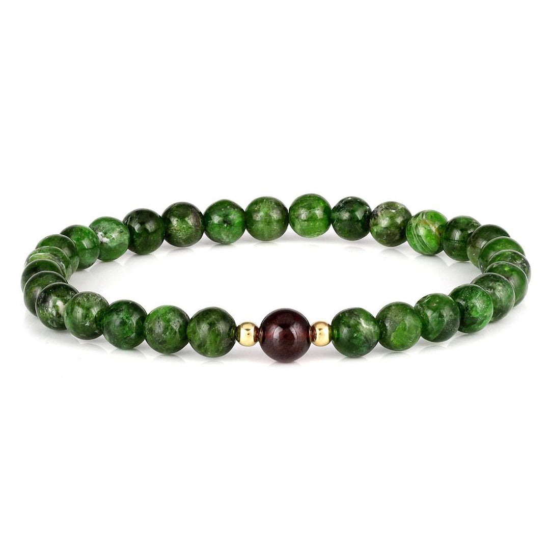 Chrome Diopside and Garnet Stretch Bracelet