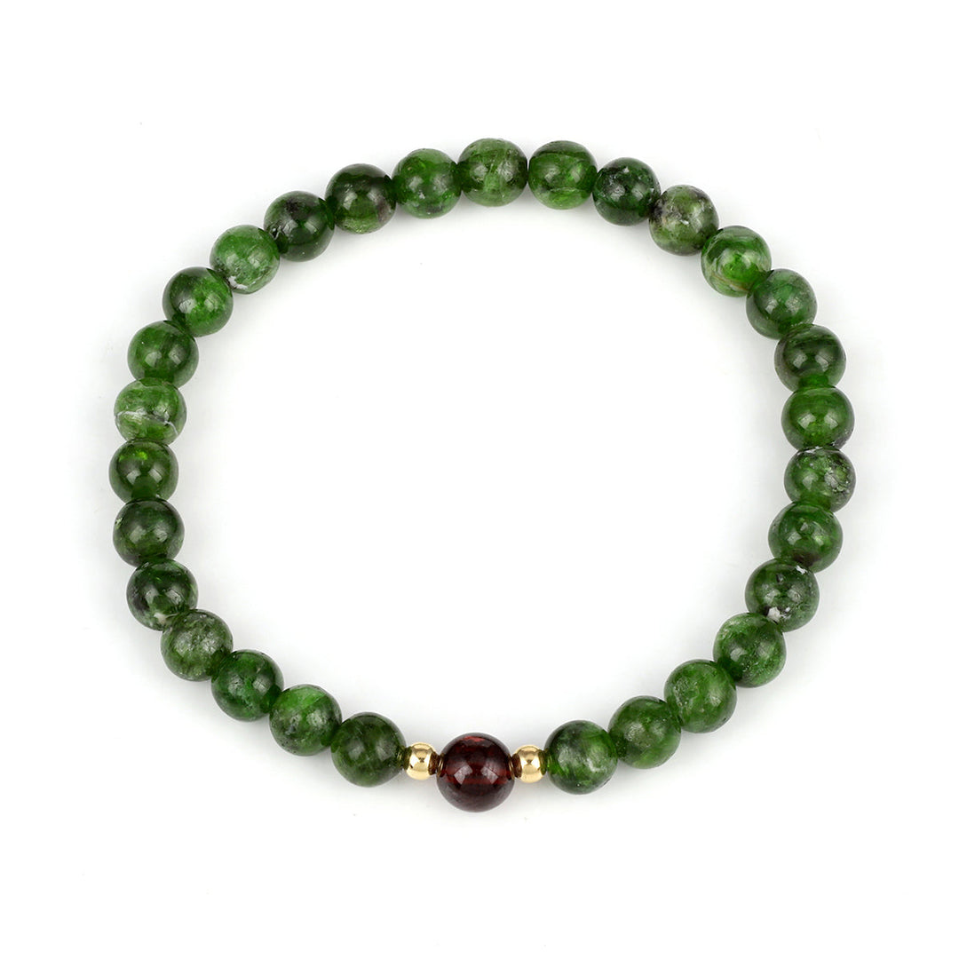 Chrome Diopside and Garnet Stretch Bracelet