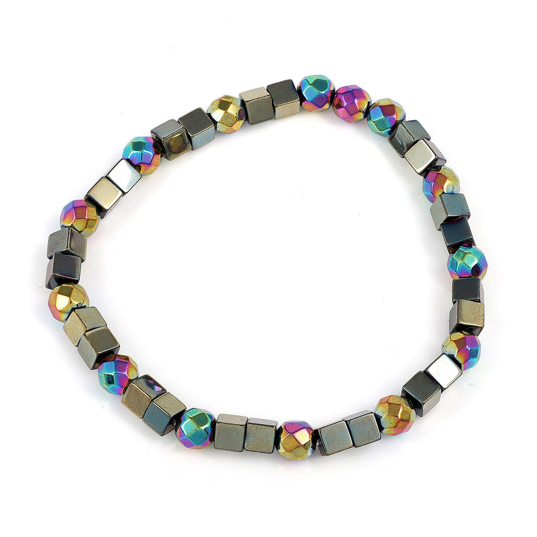 Rainbow Hematite Beads Stretch Bracelet