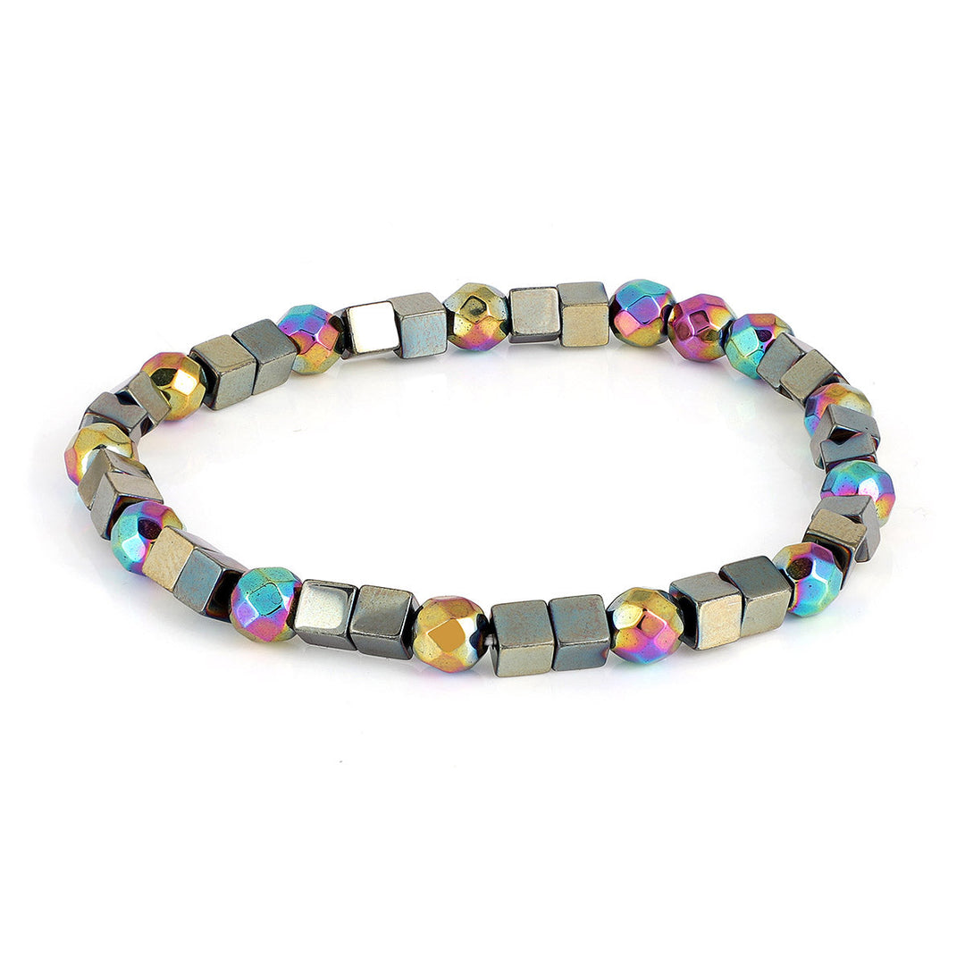 Rainbow Hematite Beads Stretch Bracelet