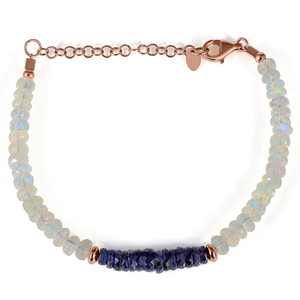 Ethiopian Opal and Blue Sapphire Bracelet