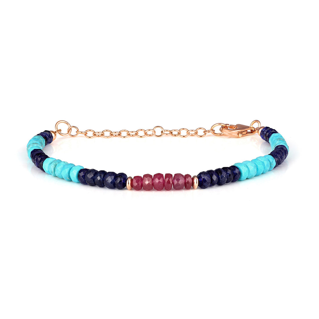 Ruby, Sapphire and Turquoise Silver Bracelet