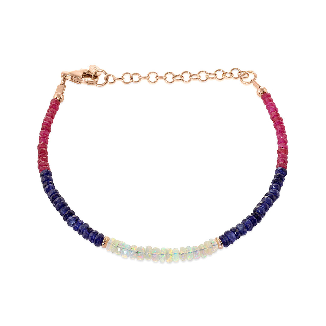 Ethiopian Opal, Sapphire and Ruby Silver Bracelet