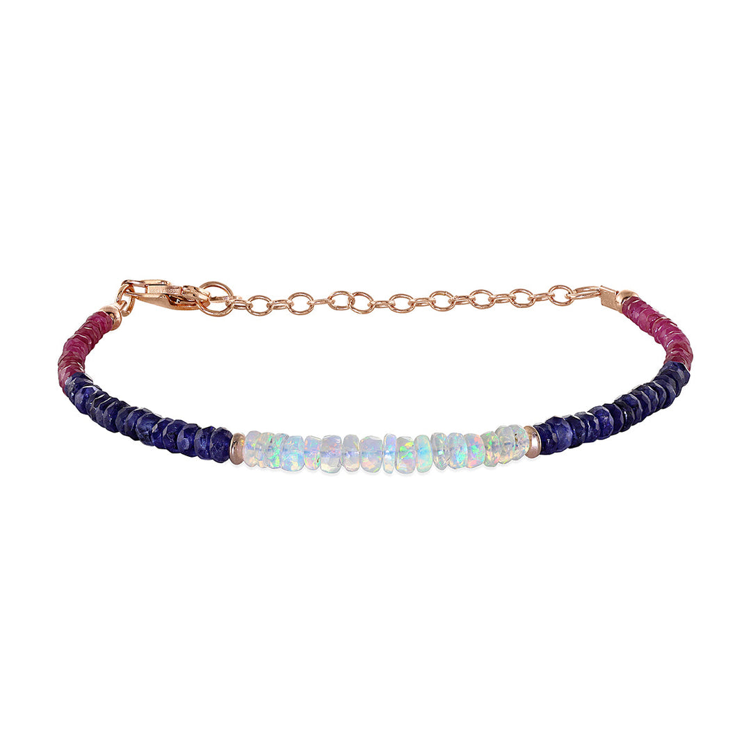 Ethiopian Opal, Sapphire and Ruby Silver Bracelet