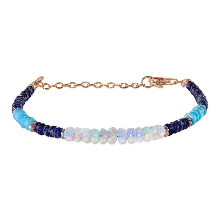 Ethiopian Opal, Sapphire and Turquoise Silver Bracelet