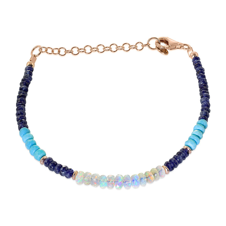 Ethiopian Opal, Sapphire and Turquoise Silver Bracelet