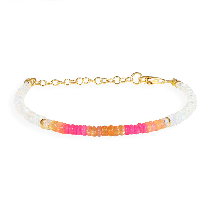 White and Pink Ethiopian Opal Silver Bracelet