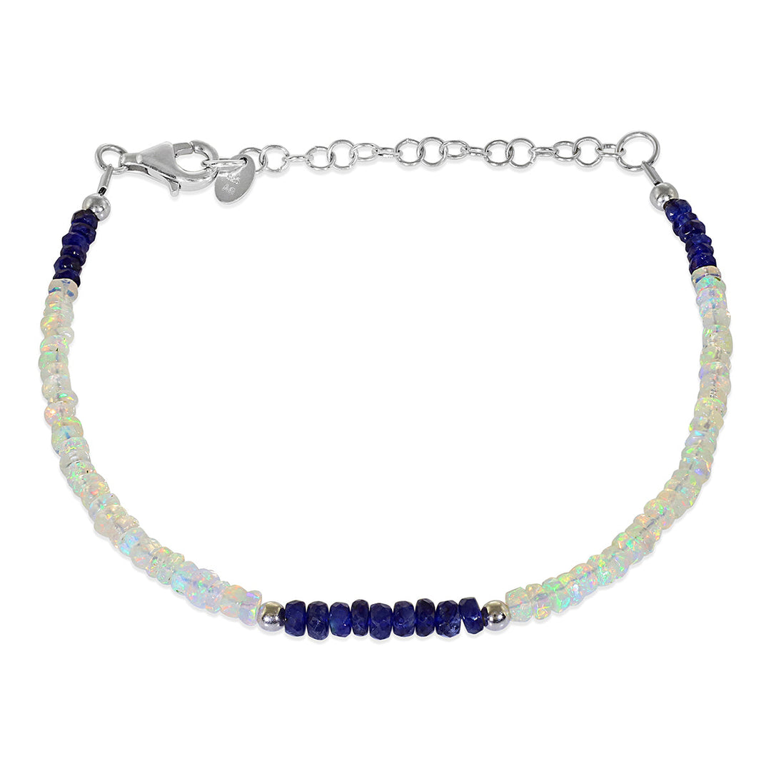 Ethiopian Opal and Sapphire Silver Bracelet