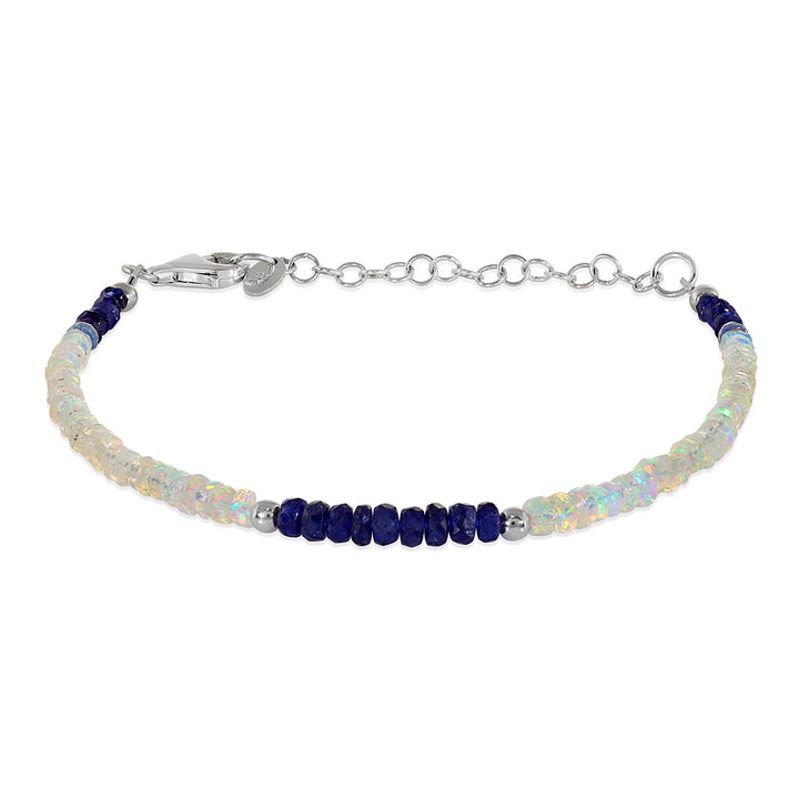 Ethiopian Opal and Sapphire Silver Bracelet