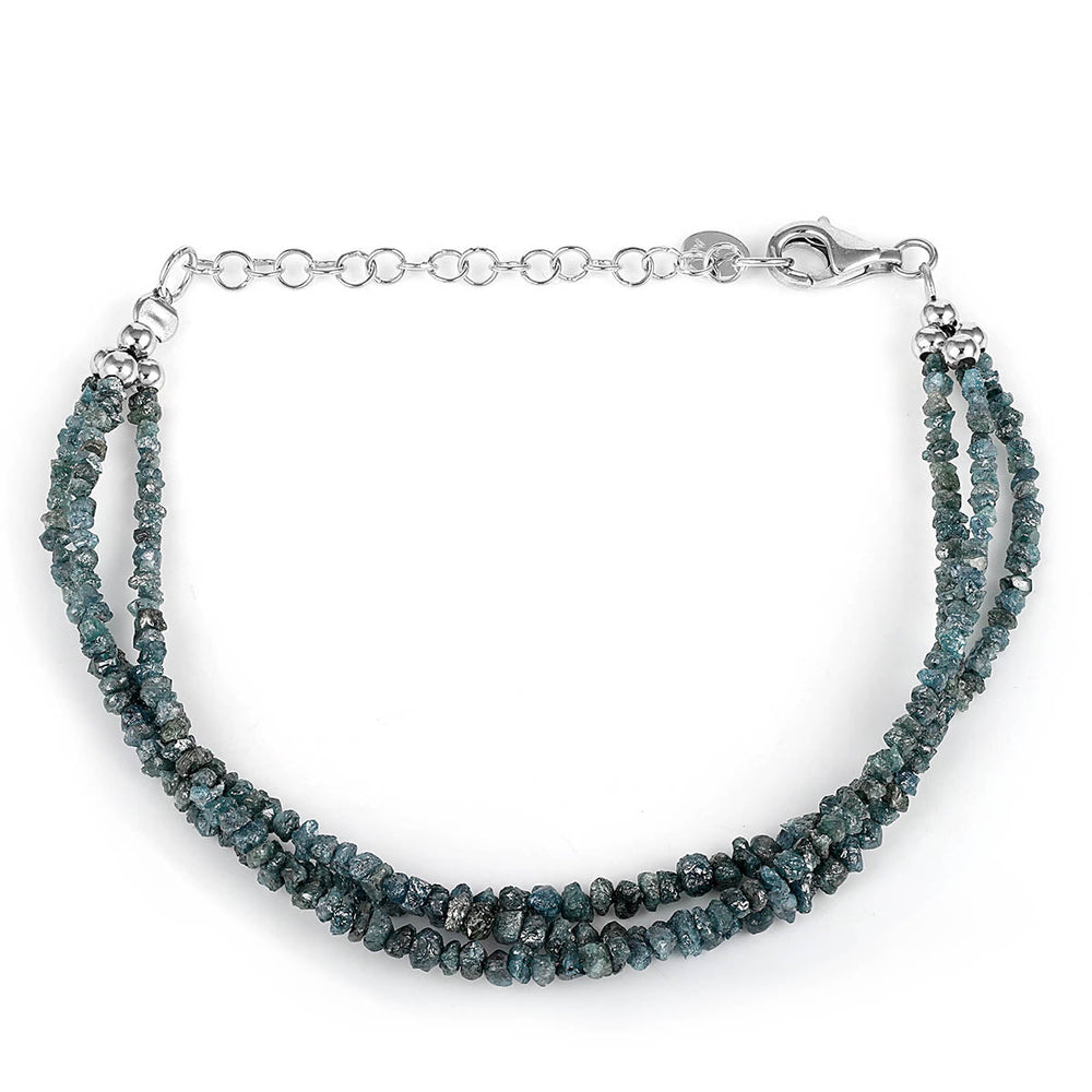 Layered Blue Diamond Silver Bracelet