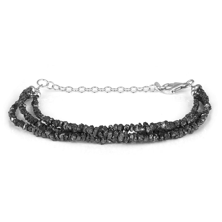 Layered Black Diamond Silver Bracelet