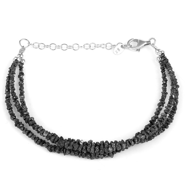 Layered Black Diamond Silver Bracelet